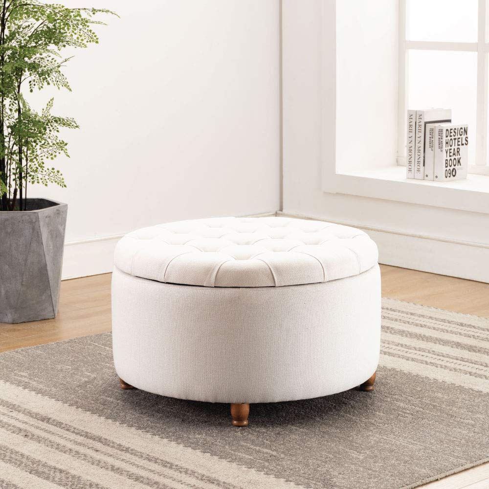 Buy Modern Round Ottoman Footrest Stool Luxurious Button Tufted