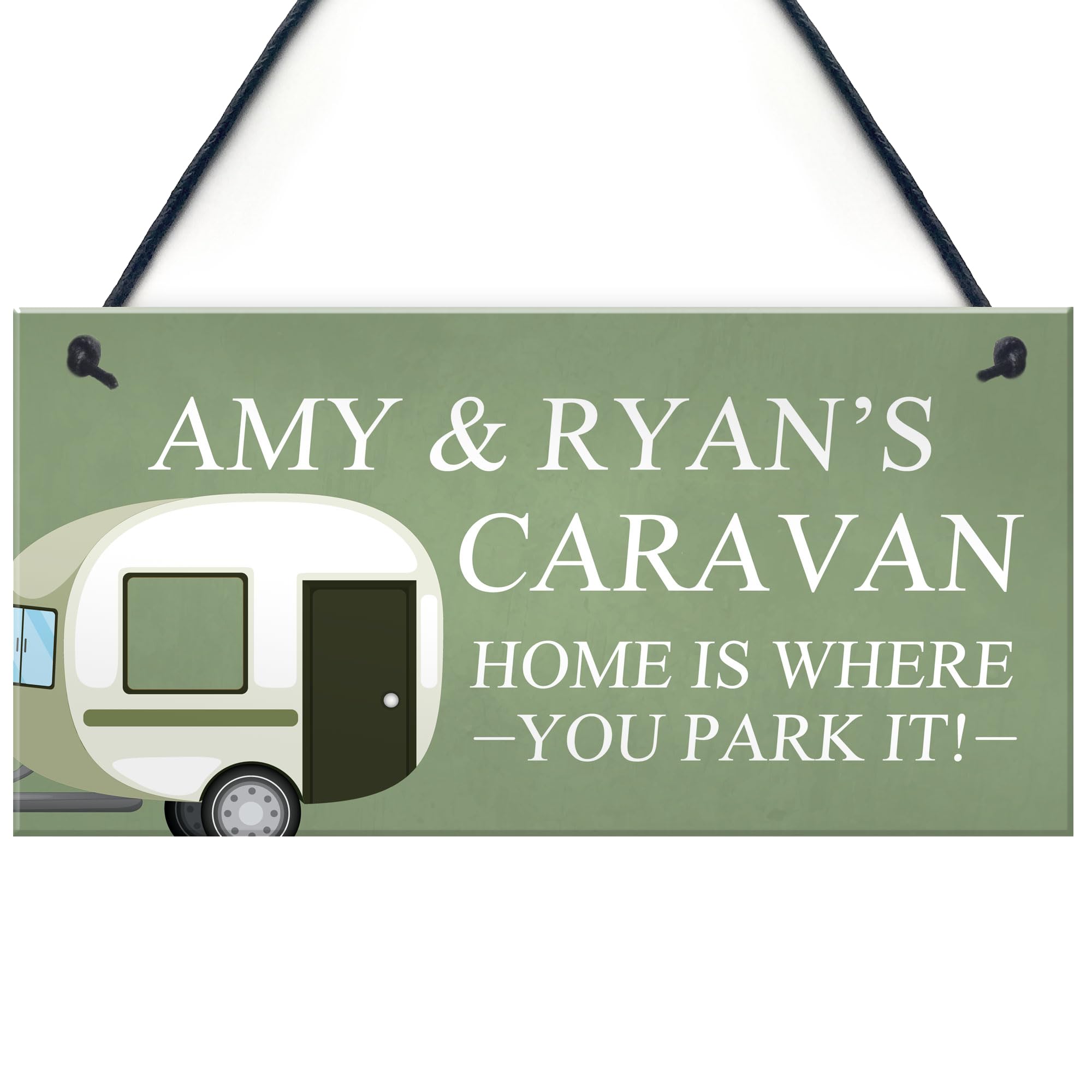 Shabby Chic Caravan Sign Hanging Door Plaque Personalised Home Decor Gift