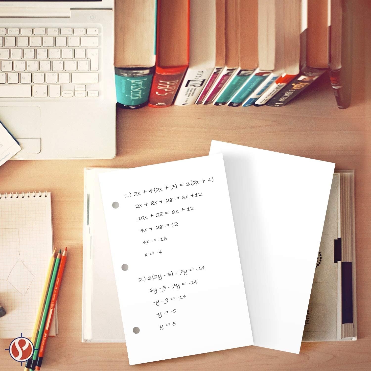 3 Hole Punch Half Letter Paper, Bright White Sheets, For 3 Ring Binders and Clipboards | 8.5 x 5.5 Inches | 24lb Bond, 60lb Text, 90 GSM | 500 Papers Per Pack