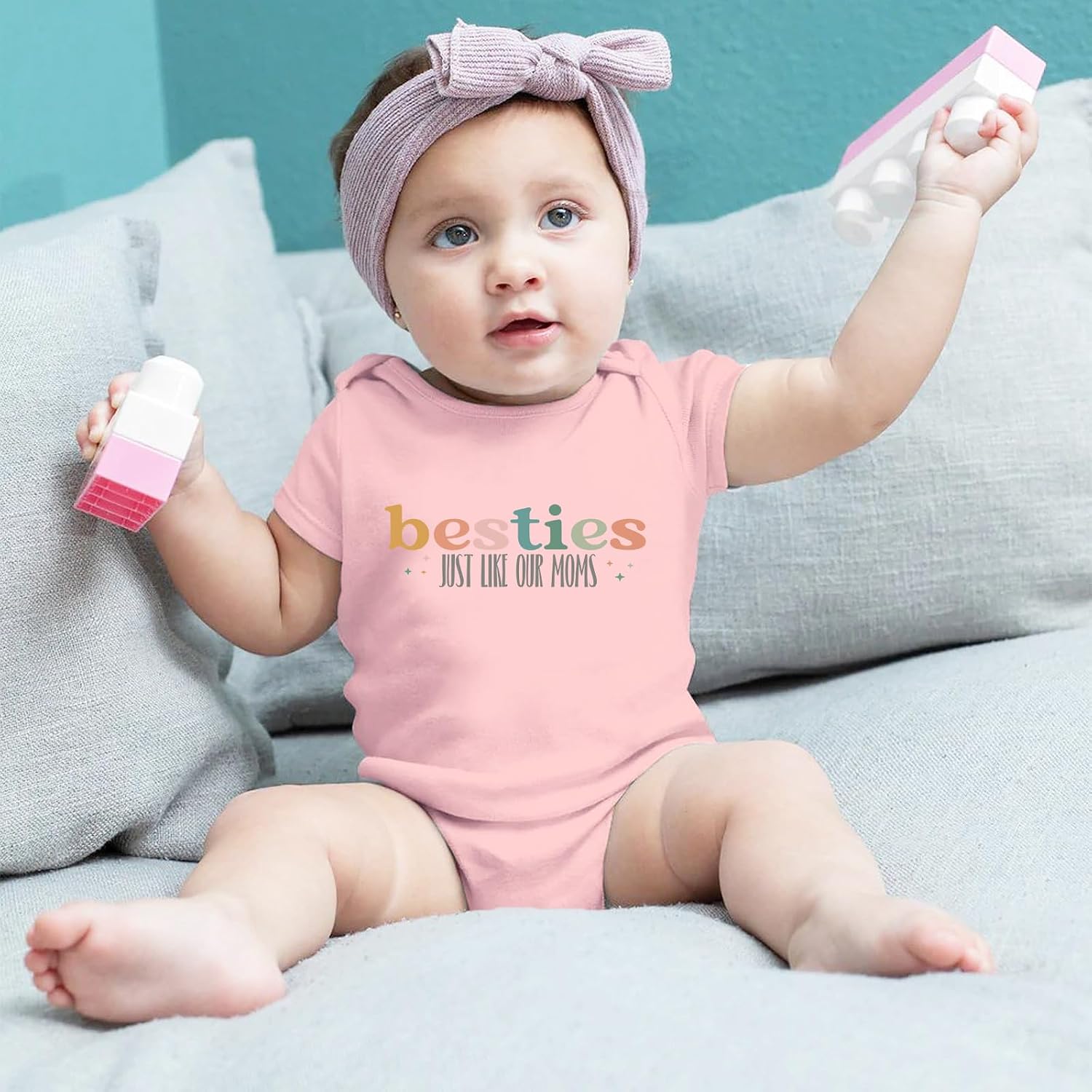 Besties Just Like Our Moms Baby Bodysuit Best Friend Baby Bodysuit Mom Besties Romper Babies Clothes
