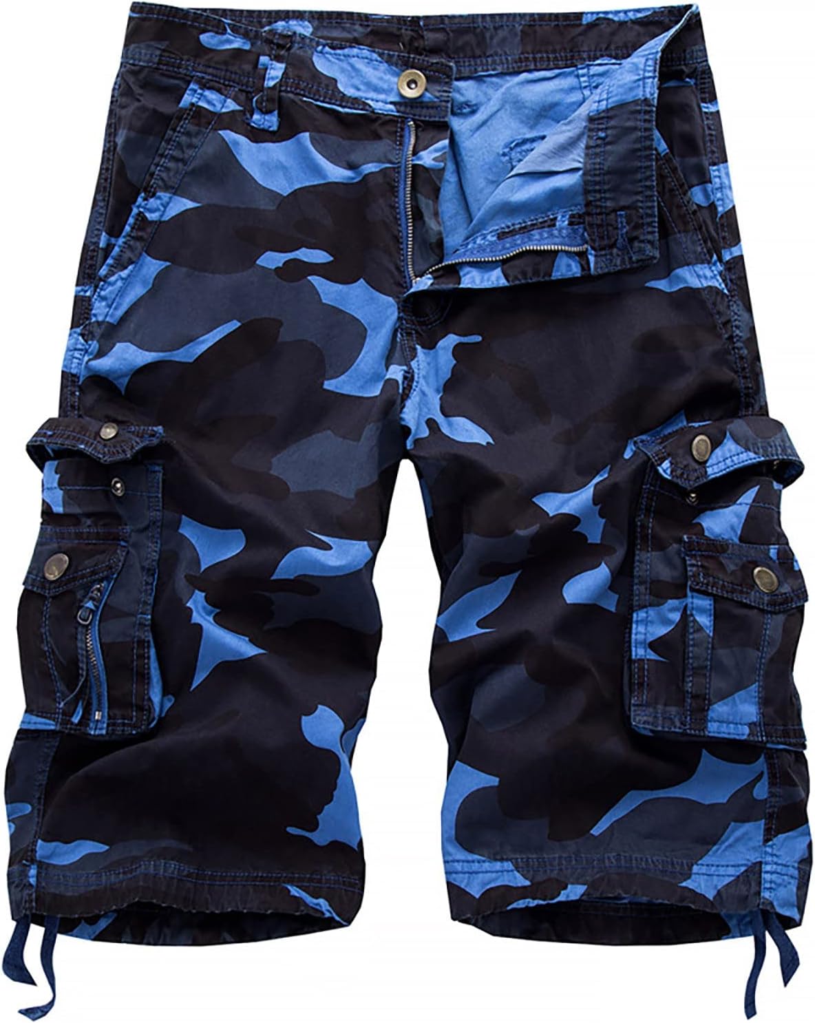 Camo Cargo Shorts Men Summer Combat Camouflage Chino Half Pants Utility Work Shorts Lightweight Durable Cargo Short Trousers 3/4 Length Summer Half Pants Casual Golf Jogging Short