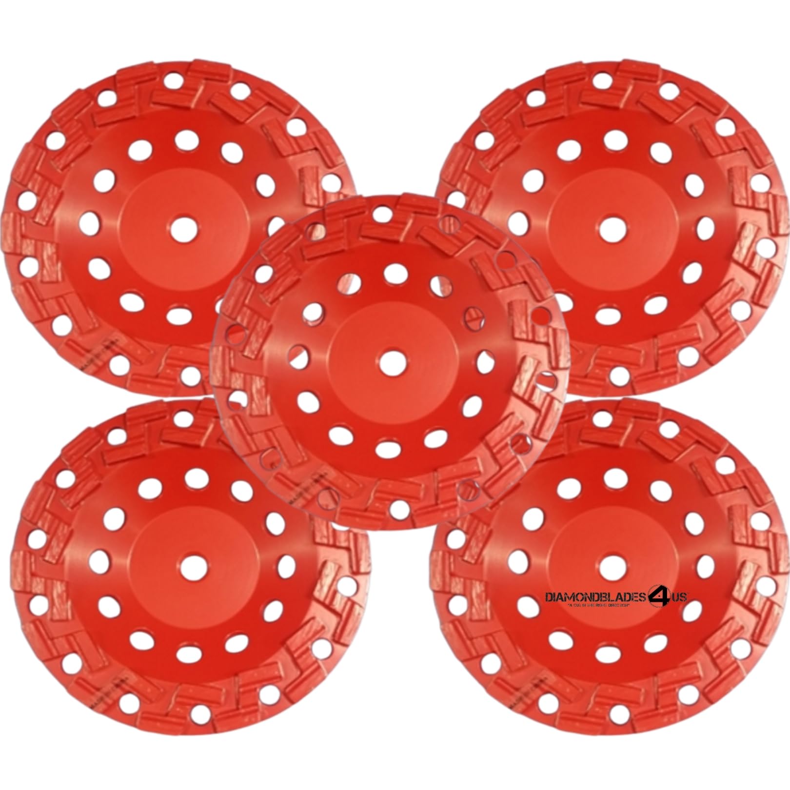 5 Pack 7" Diamond Cup Wheel S Segment Smooth Aggressive Grinding on Concrete, Coating Removal, Mastics and Epoxies