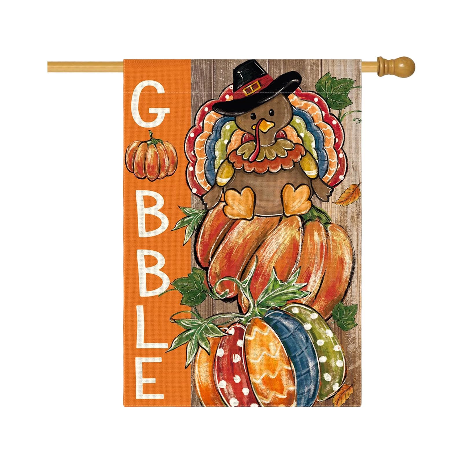 Nucelit Easy Install Thanksgiving Yard Standard Fabric Celebratory Home Deck for Porch Garden Permanent Burlap Thanksgiving Standard for Yard