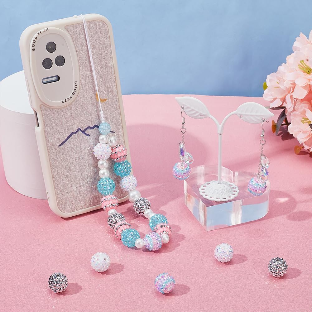 PH PandaHall 16mm Rhinestone Beads 20pcs Focal Beads Resin Crystal Chunky Beads Round Disco Ball Beads Loose Beads for Pen Garland Bracelet Necklace Jewelry Making Mix Colors, Hole: 2.5mm - Image 5