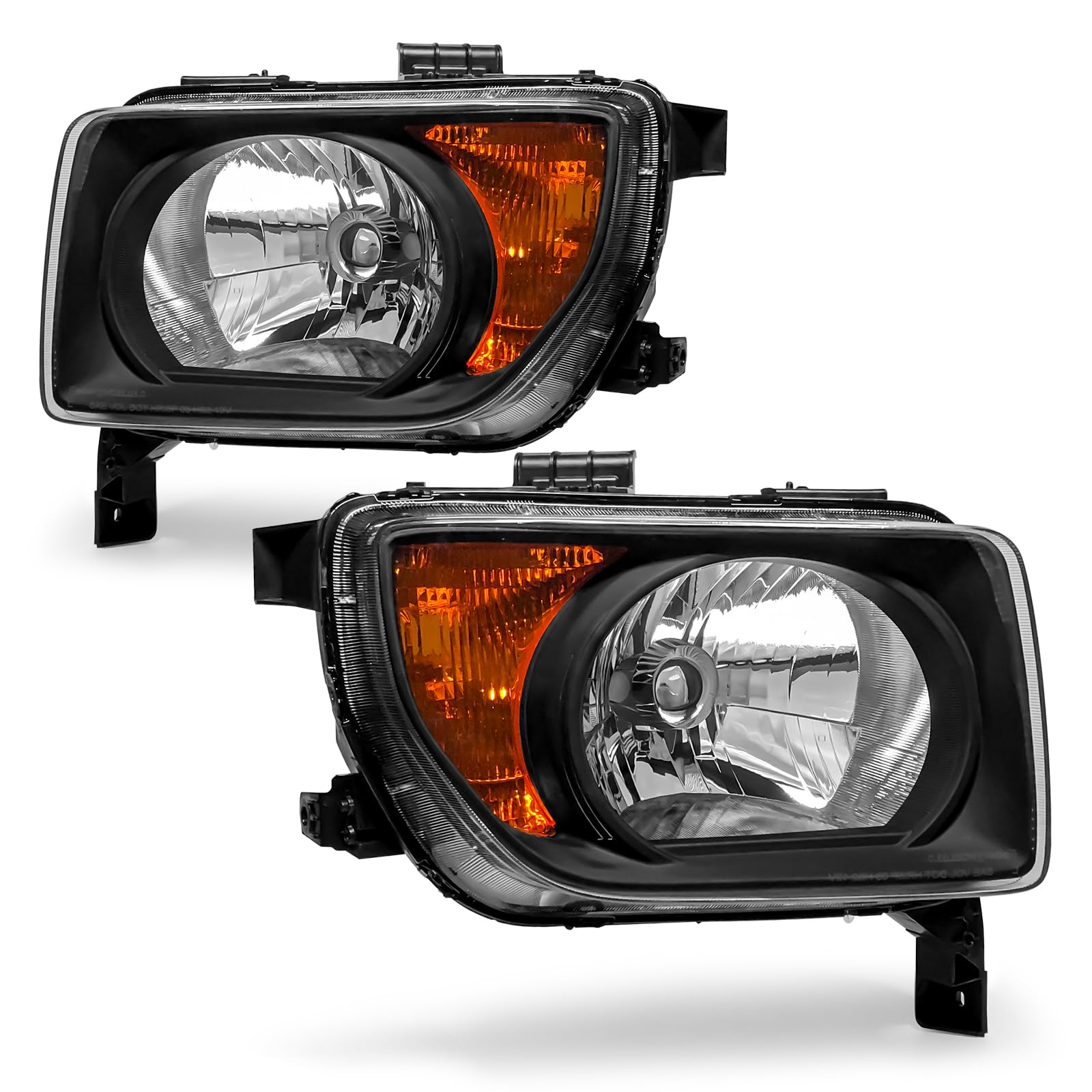 Headlight Assembly Compatible with Honda Element 2003 2004 2005 2006 Black Housing Amber Reflector Headlamp Replacement PairRecycled Claim Standard Blended