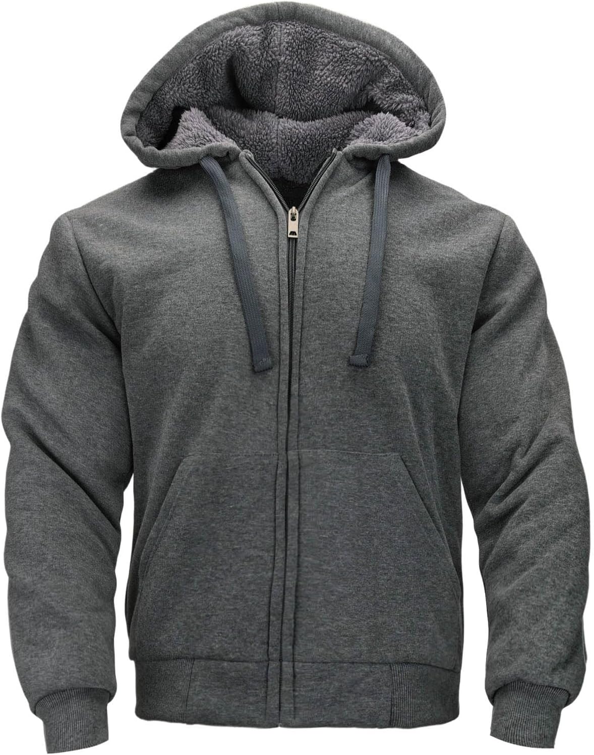 Sherpa Lined Hoodies for Men Heavyweight Full Zip Up Sweatshirt Thick Fleece Jackets Winter Warm Coats - Image 5