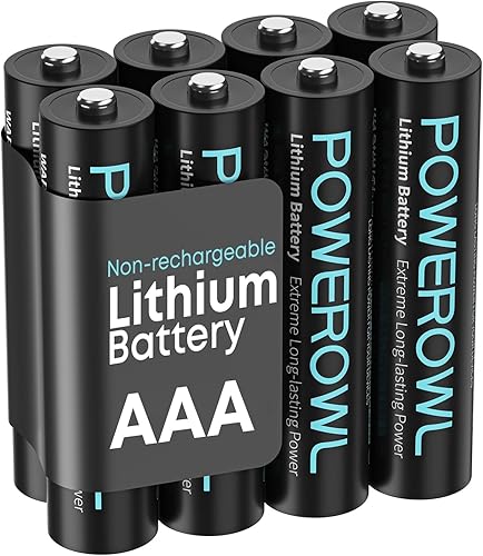 Baterías de litio POWEROWL AAA de alta capacidad y larga duración, batería triple A de 1.5V para dispositivos de alta tecnología - Paquete de 8 【No