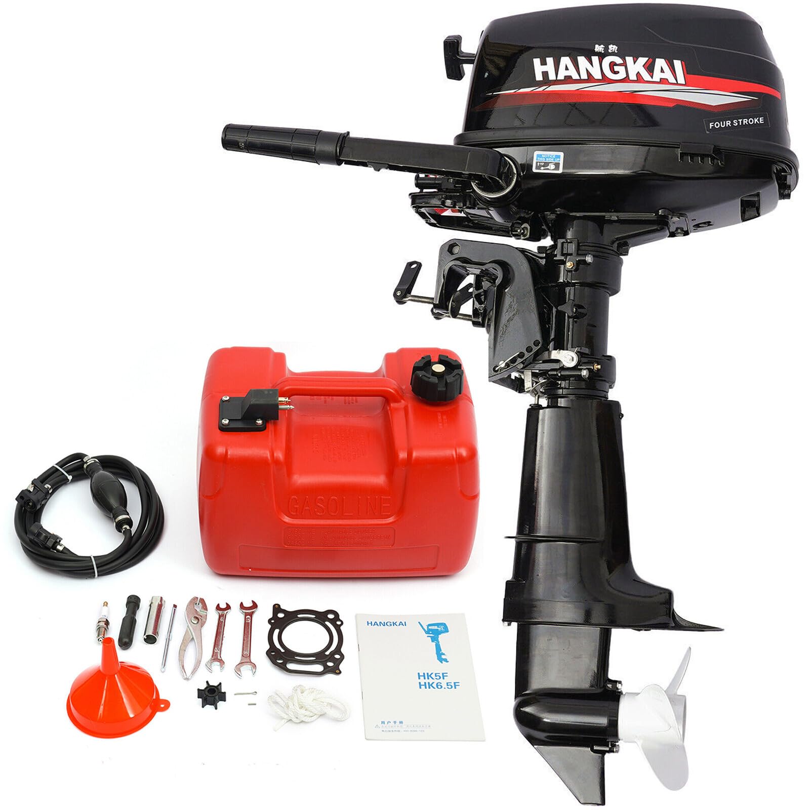 Motore fuoribordo a 4 tempi da 6,5 CV, 123 CC, motore a benzina potente con serbatoio carburante, motore esterno CDI per gommoni, barche da pesca, barche da pesca