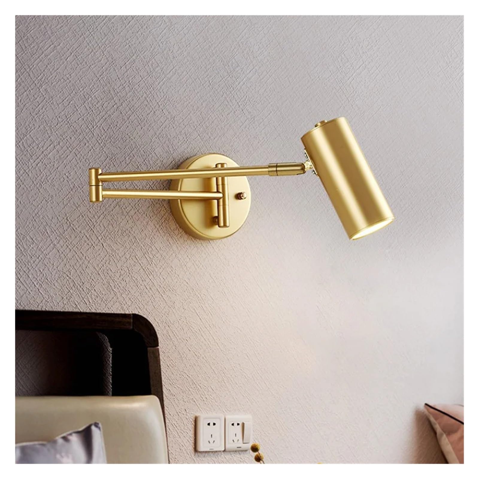 American Bedroom Bedside Long Arm Wall Lamp Compatible with Reading Black Gold Wall Lamps Compatible with Bed Side Study Aisle Living Room Office Decor,Chandeliers led — image 1