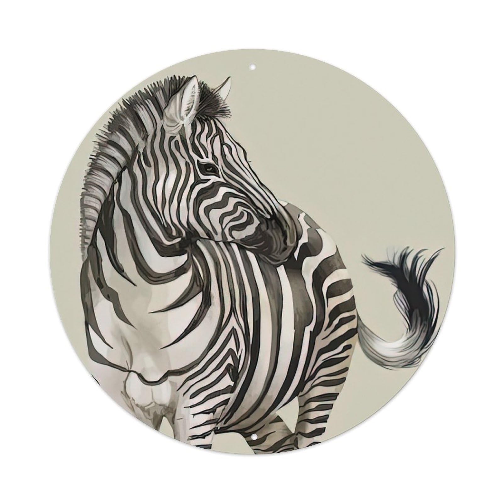 Wildlife Artwork Hand-painted Zebra Metal Tin Sign