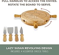 Vista 5 de PICNIC TIME Mariner Cheese Board and Knife Set, Novelty Charcuterie Board Set with Stainless Steel Tools Housed in Helm Case Under the Lid
