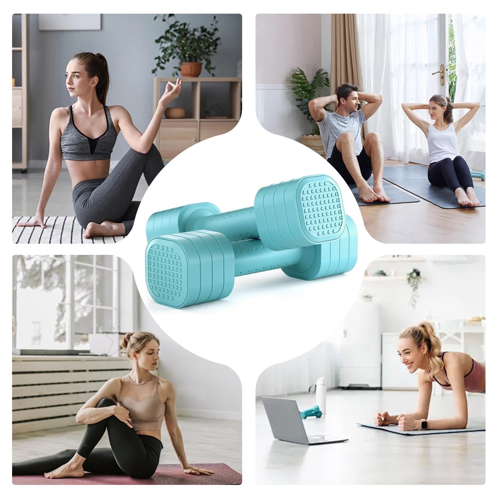 Damen Fitness Hanteln Set 4-in-1 tragbare Kurzhantel 0,9/1,4/1,8/2,3 kg | Workout Trainingsgewichte für Home Gym Ganzkörper Workout Übungen Krafttraining Widerstandstraining Gewichtstraining Zuhau