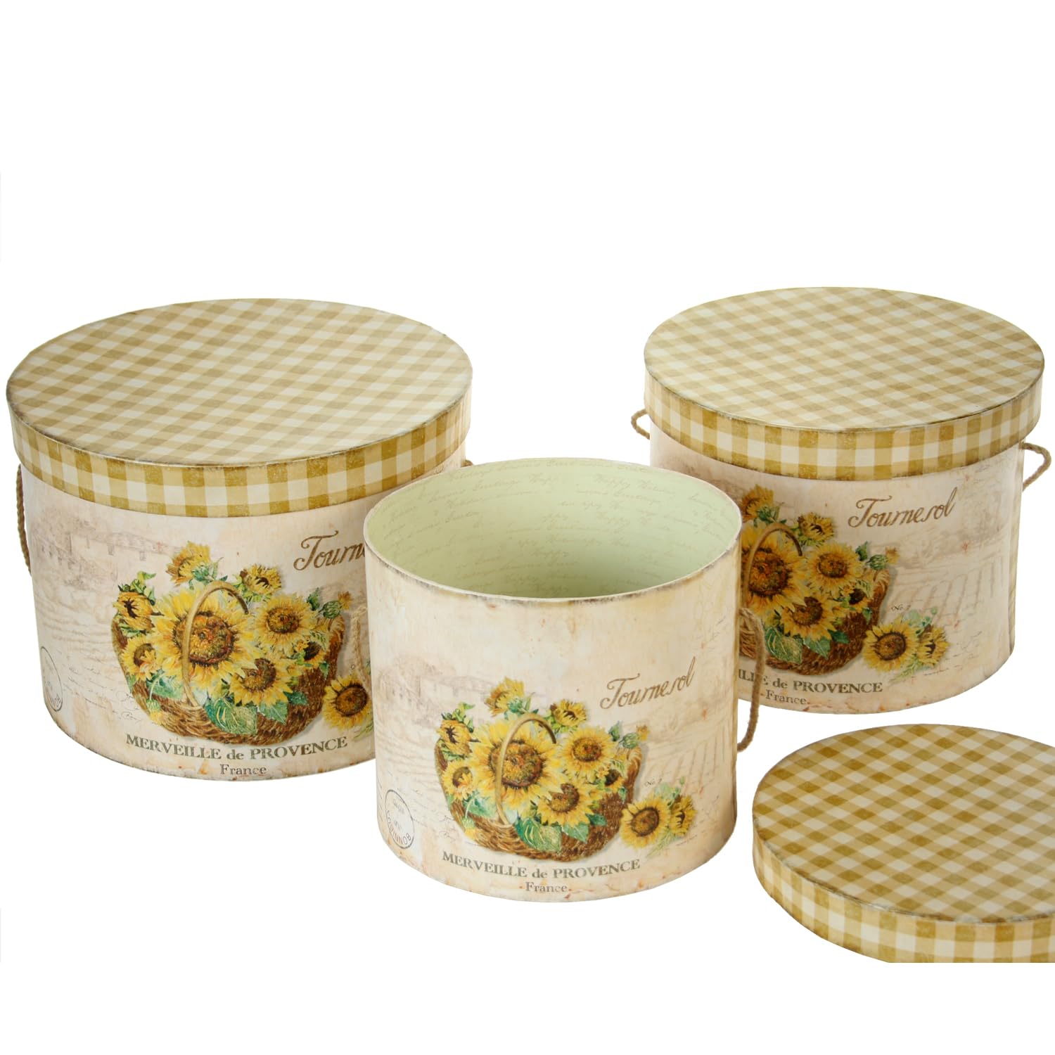 Boîte en carton de rangement haut de gamme au motif fleuri tournesol x3