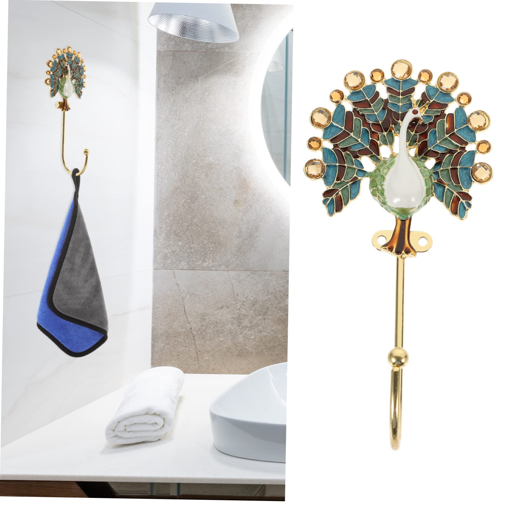 SHINEOFI 2 Ganchos De Pavo Real Para Chaquetas Delicadas Ganchos Para Baño Decoración Retro Perchero De Pared Gancho Para Ropa Gancho Para Sombreros Gancho Para Colgar Ropa Aleación