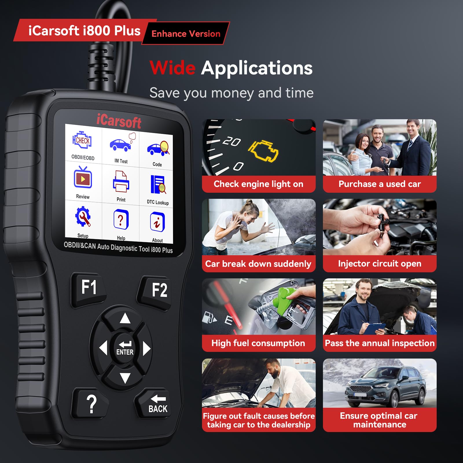 iCarsoft Skaner OBD II i800 Plus czytnik kodów EOBD