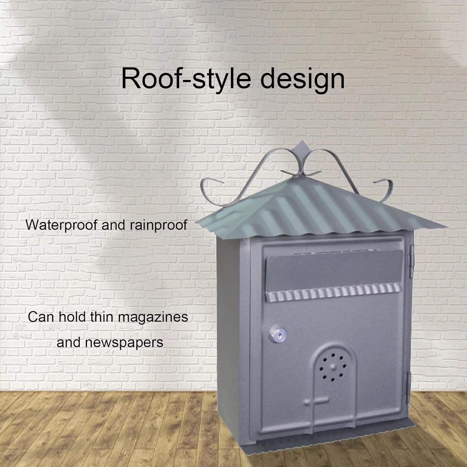Vintage Mailbox, Wall Mount Mailboxes for Outside, Indoor & Outdoor Wall Mount Locking Mailbox, Weather Resistant & Durable, includes 2 Keys(Sand Brown)