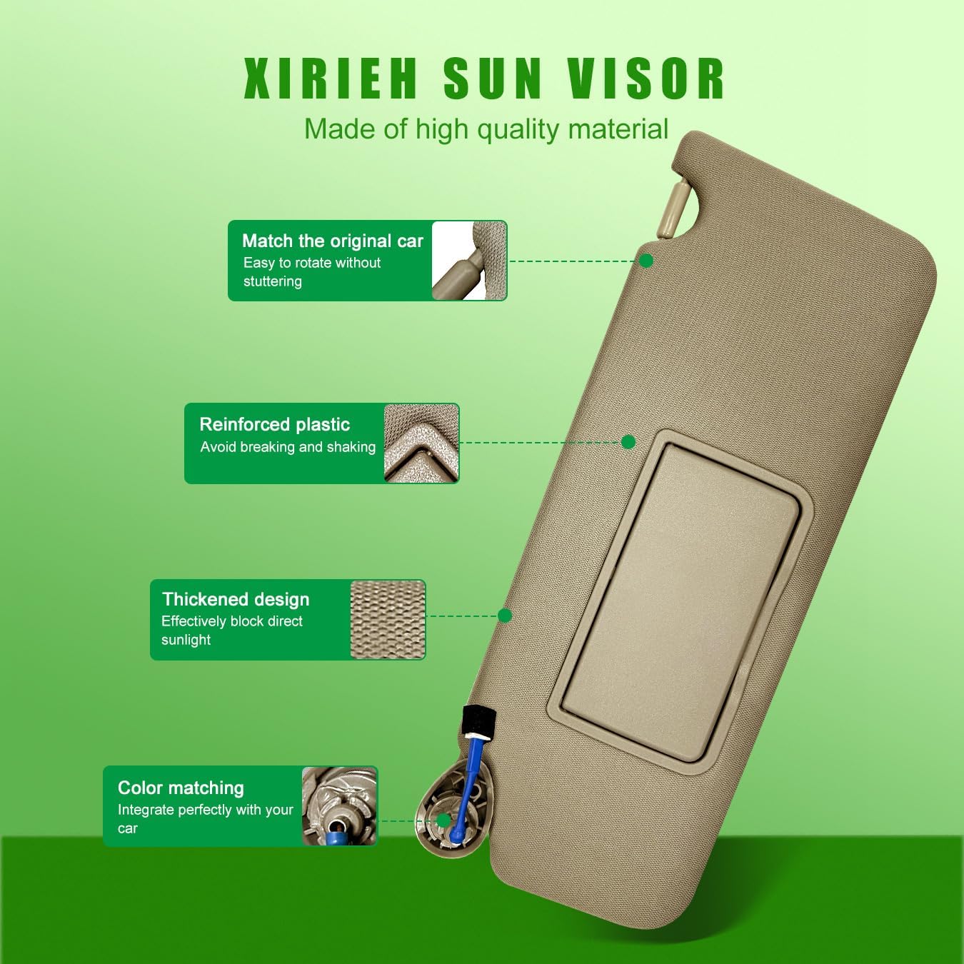 Sun Visor for Honda Pilot 2016 2017 2018 2019 2020 2021 2022 Honda Ridgeline 2018-2020 Replacement Sun Shade # 83280-TG7-A12ZA with Vanity Light/with Makeup Mirror (Beige(Driver Left))