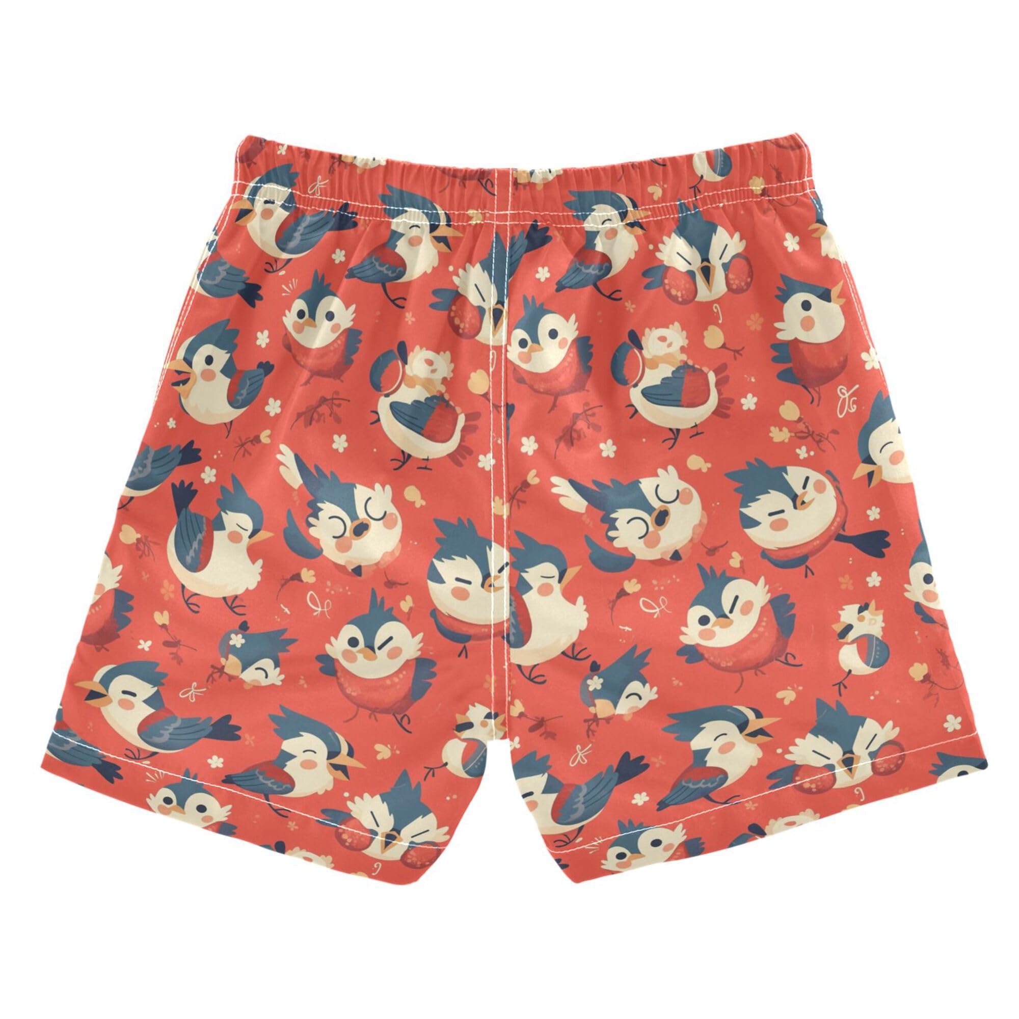 Wudan Cartoon Woodpecker Red Toddler Swimshorts Quick Dry Boys Toddler Bathing Suit Kids Swimwears Birthday Presents XS 6Y