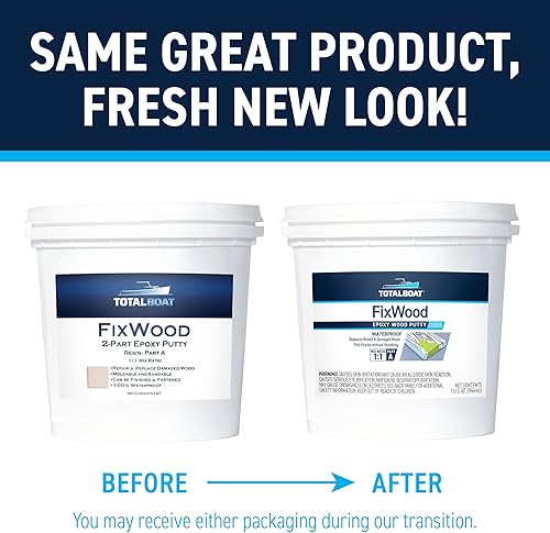 Miniatura 2 de TotalBoat -512885 Fixwood  Masilla epoxi de grado marino  Relleno de pasta inoxidable para reparación o reemplazo de madera dañada (kit de 2 cuartos)