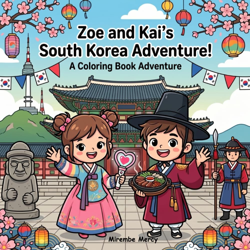 Zoe and Kai's South Korea Adventure Coloring Book: A Fun Travel Coloring and Activity Book for Kids | Discover K-pop, Ancient Palaces, Korean BBQ, ... More! (Around the World Coloring Adventures)