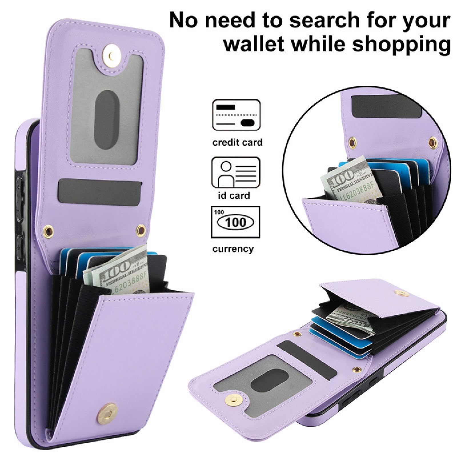Für Samsung S23 Ultra Crossbody Lanyard Leder Brieftasche Karte Handyhülle Flip Stand Cover (Für Samsung S23 Ultra/Roségold)