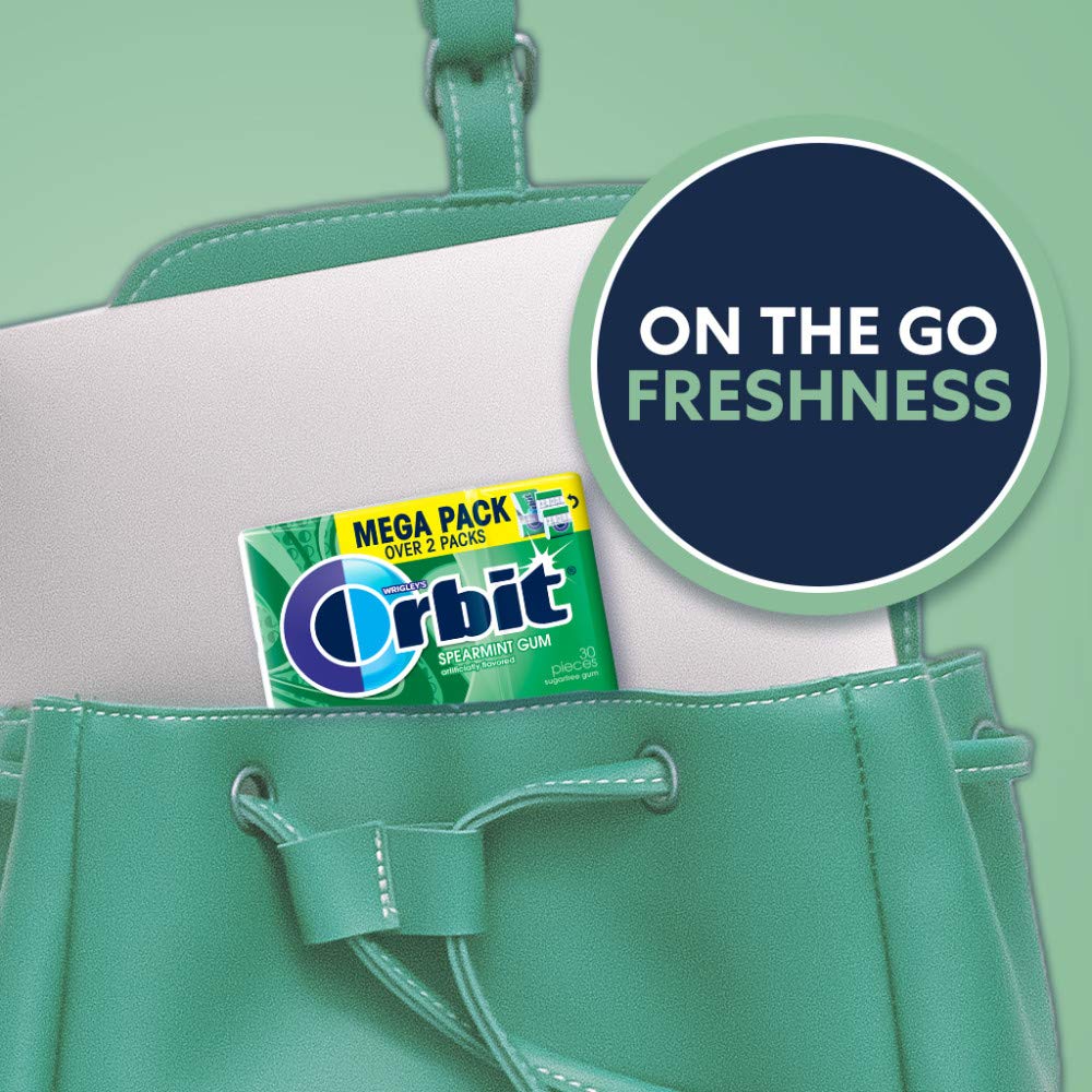 ORBIT Spearmint Sugar Free Chewing Gum, 30-Piece Pack of 6