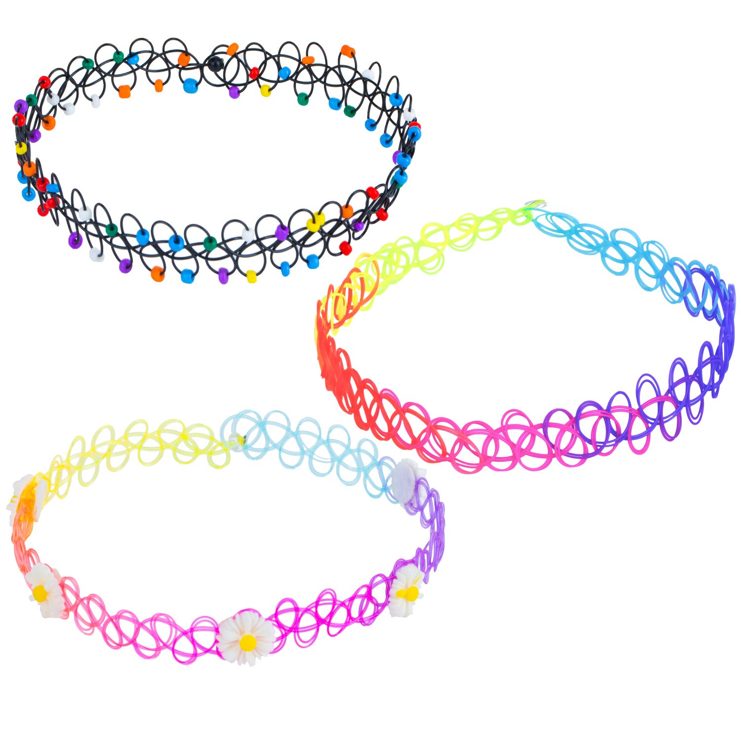 ZWOOS Collana gotica catena 12 pezzi doppia linea tatuaggio all'henné girocollo elastico in PVC, senza pietra, PVC, senza pietra