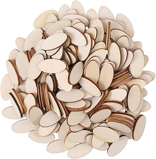 200pcs Wooden Oval Cutouts for DIY Crafts Rustic Wood Slices Synthetic Material 0.90 X 0.47 X 0.11 Inch Ideal for Handwork and Home Decoration