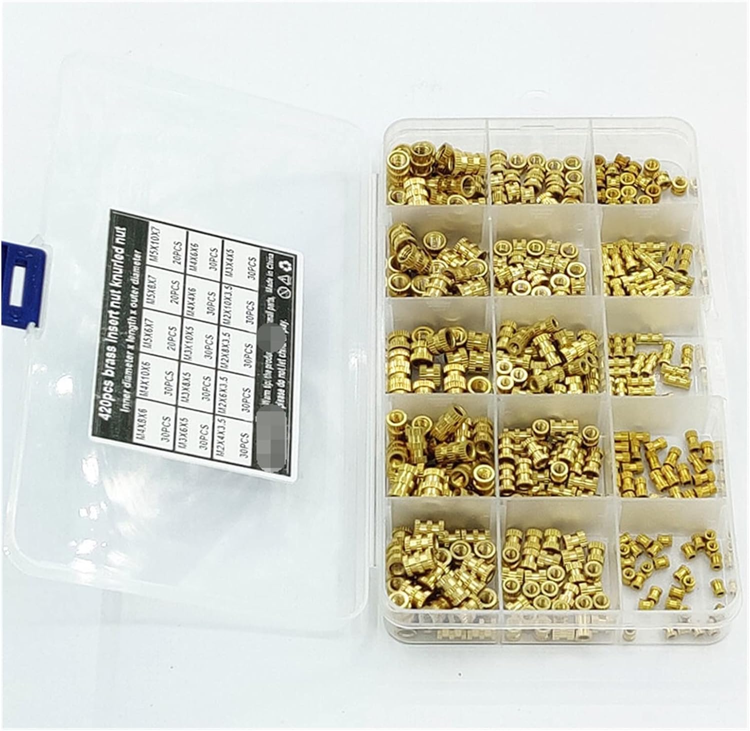 YANGQI yaoqijie 420Pcs M2 M3 M4 M5 Brass Insert Nut Metric Female Thread Brass Knurled Nut Threaded Insert Embedment Nuts Assortment Kit Lasting