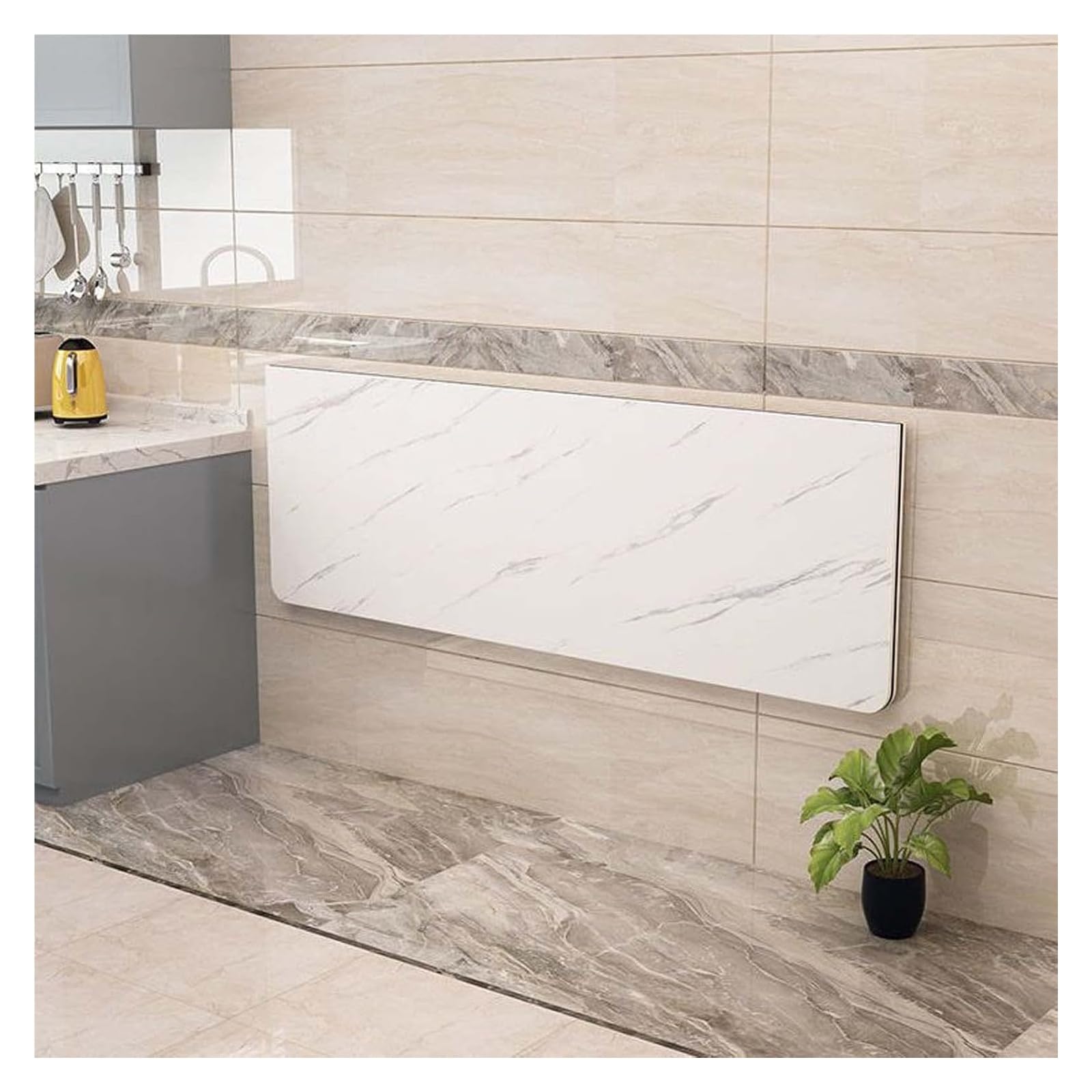 Banco de trabajo plegable montado en la pared y escritorio, mesa plegable multifuncional para cocina y dormitorio, diseño compacto de 20 x 12 pulgadas para un fácil almacenamiento
