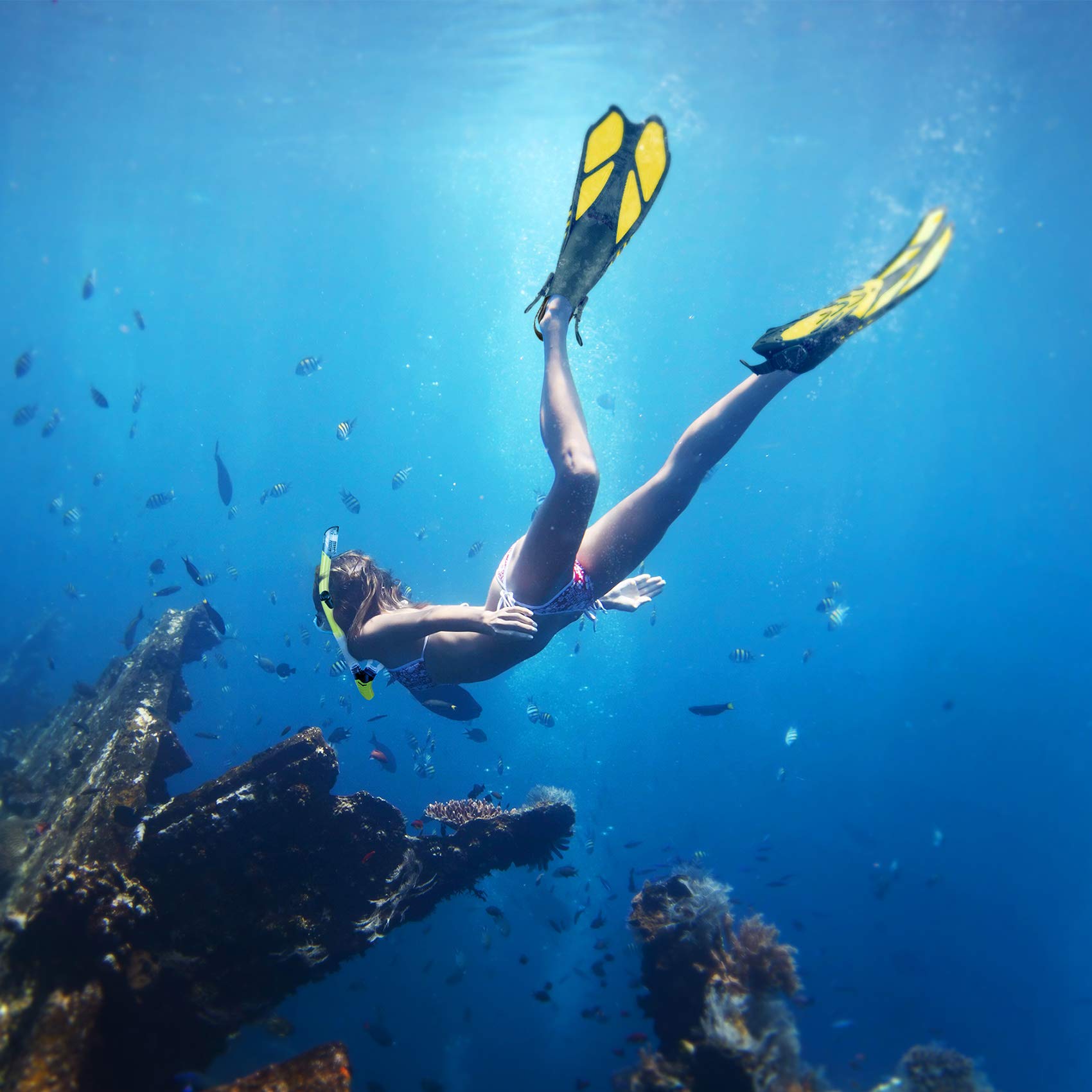ZEEPORTE Zestaw masek do snorkelingu, rozmiar podróżny, sprzęt do nurkowania dla dorosłych z panoramicznym widokiem, maska przeciwmgielna, płetwy trekkingowe, torba na sprzęt do treningu pływania