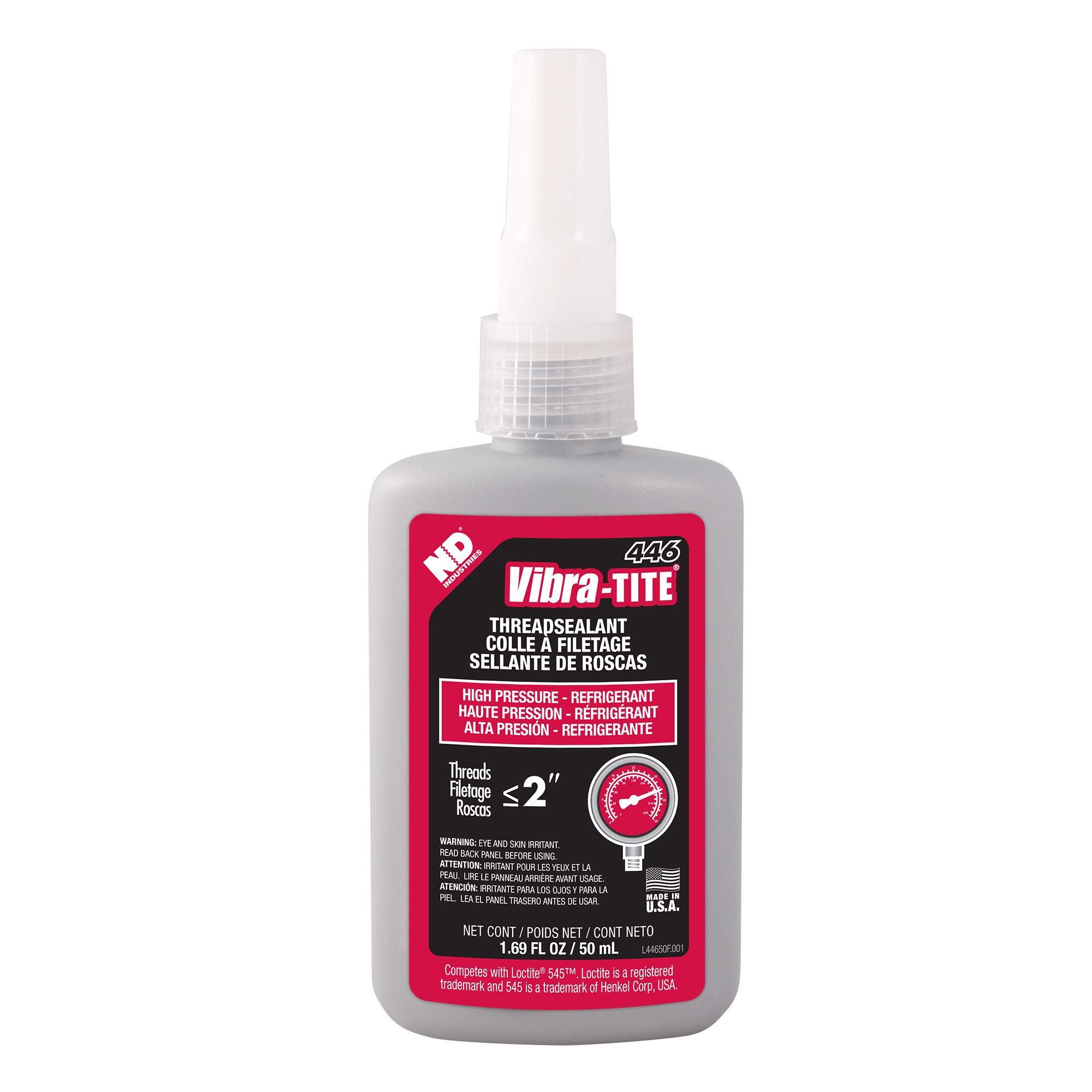 Vibra-TITE 446 High Pressure Refridgerant Anaerobic Thread Sealant, 50 ml Bottle, Red-picture-35