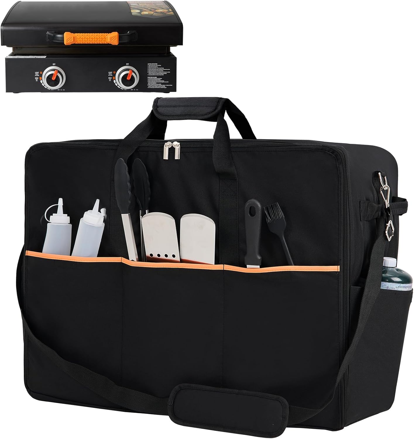 NOELIFE Carry Bag for Blackstone 22 inch Tabletop Griddle with Hood Lid, Reinforced Hardware & Rip-Proof Heavy Duty Fabric, Outdoor BBQ Grill Carrying Case, Black (Bag Only)