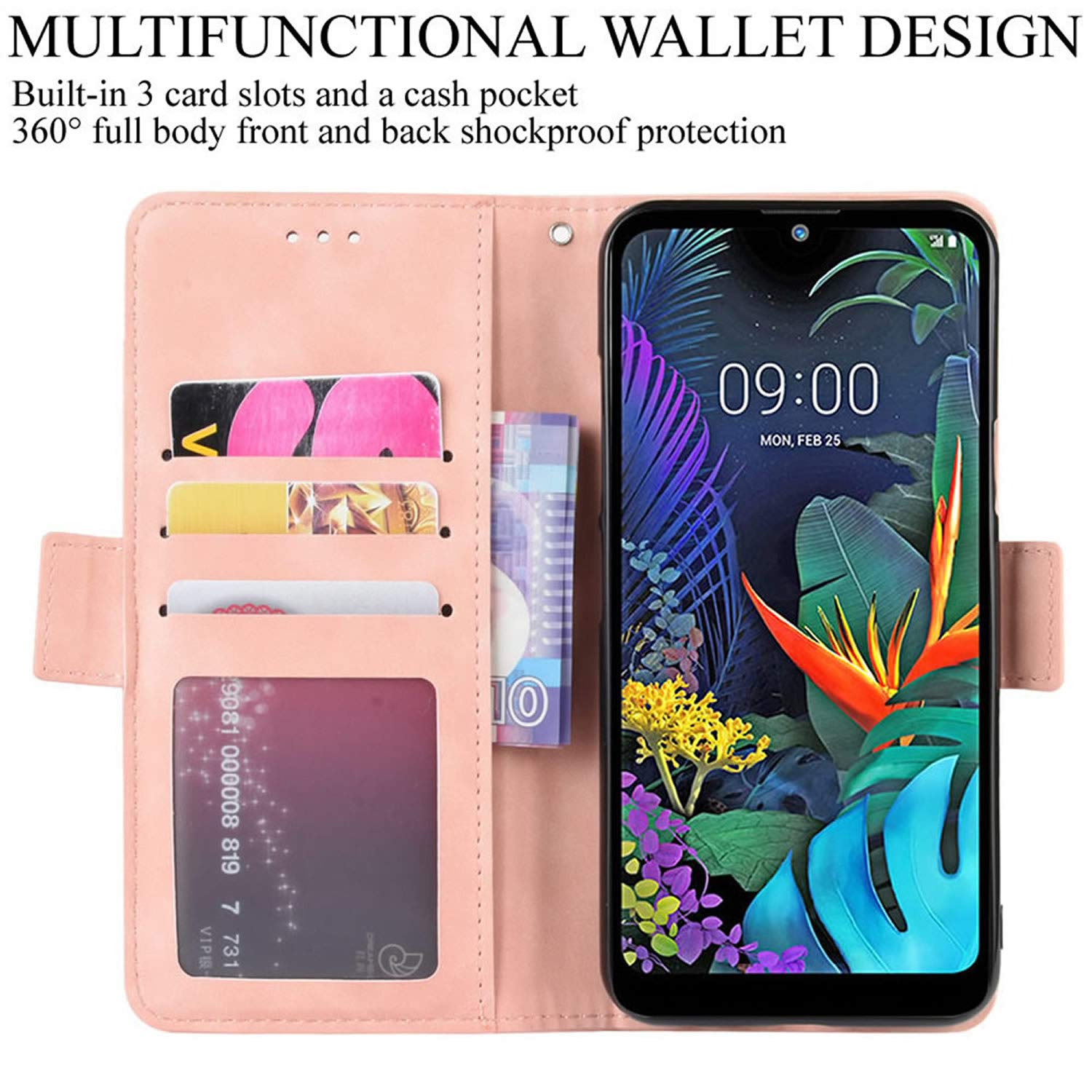 MRSTER LG Q60 Custodia Flip, Goffratura Design Case in PU Pelle (z3j