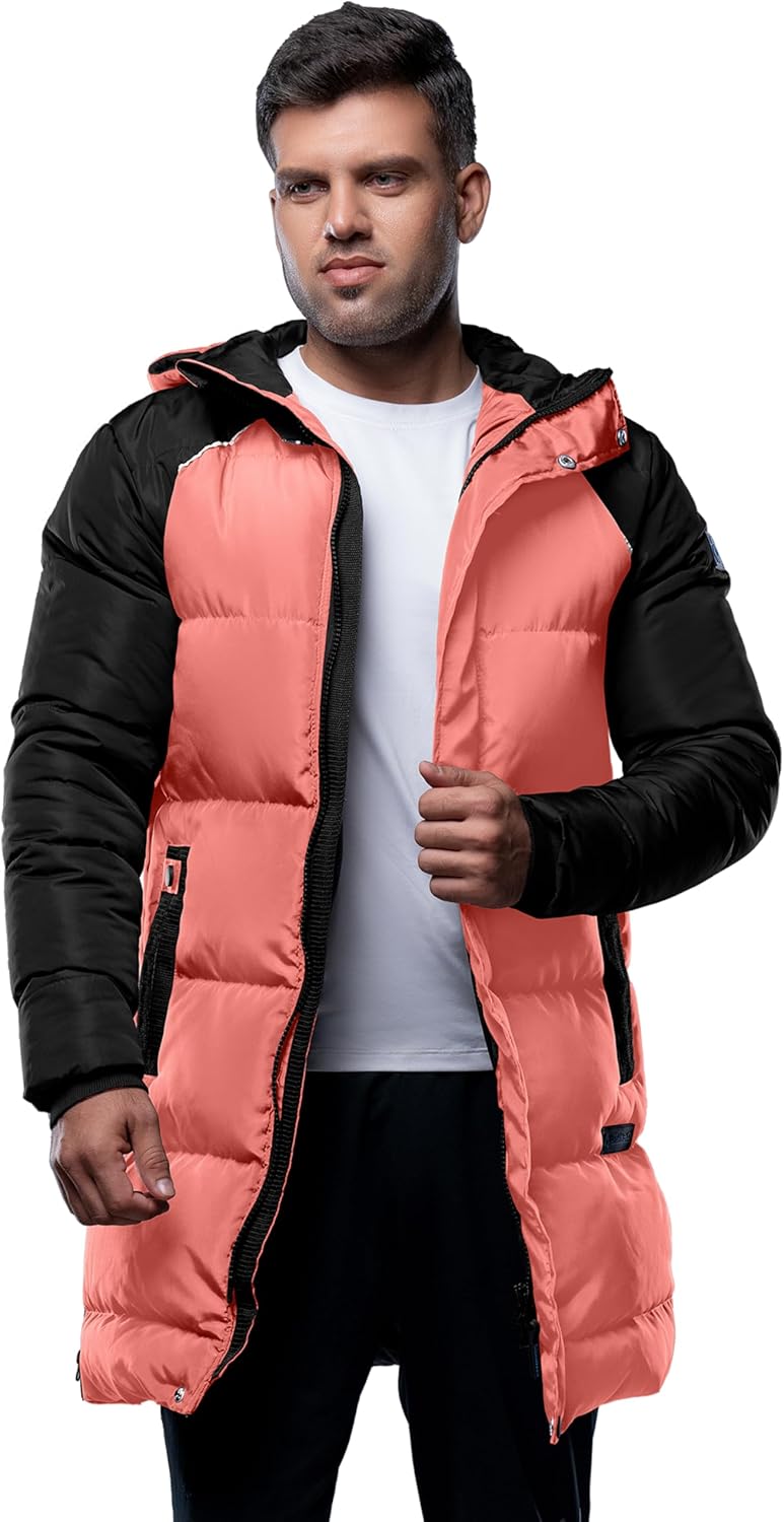 URBAN BUCK Mens Puffer Jacket Long Parka with Hood Midweight Winter Recycled Down Windproof & Water Repellent Ski Men Jackets URBAN BUCK Mens Puffer Jacket Long Parka with Hood Midweight Winter Recycled Down Windproof & Water Repellent Ski Men Jackets