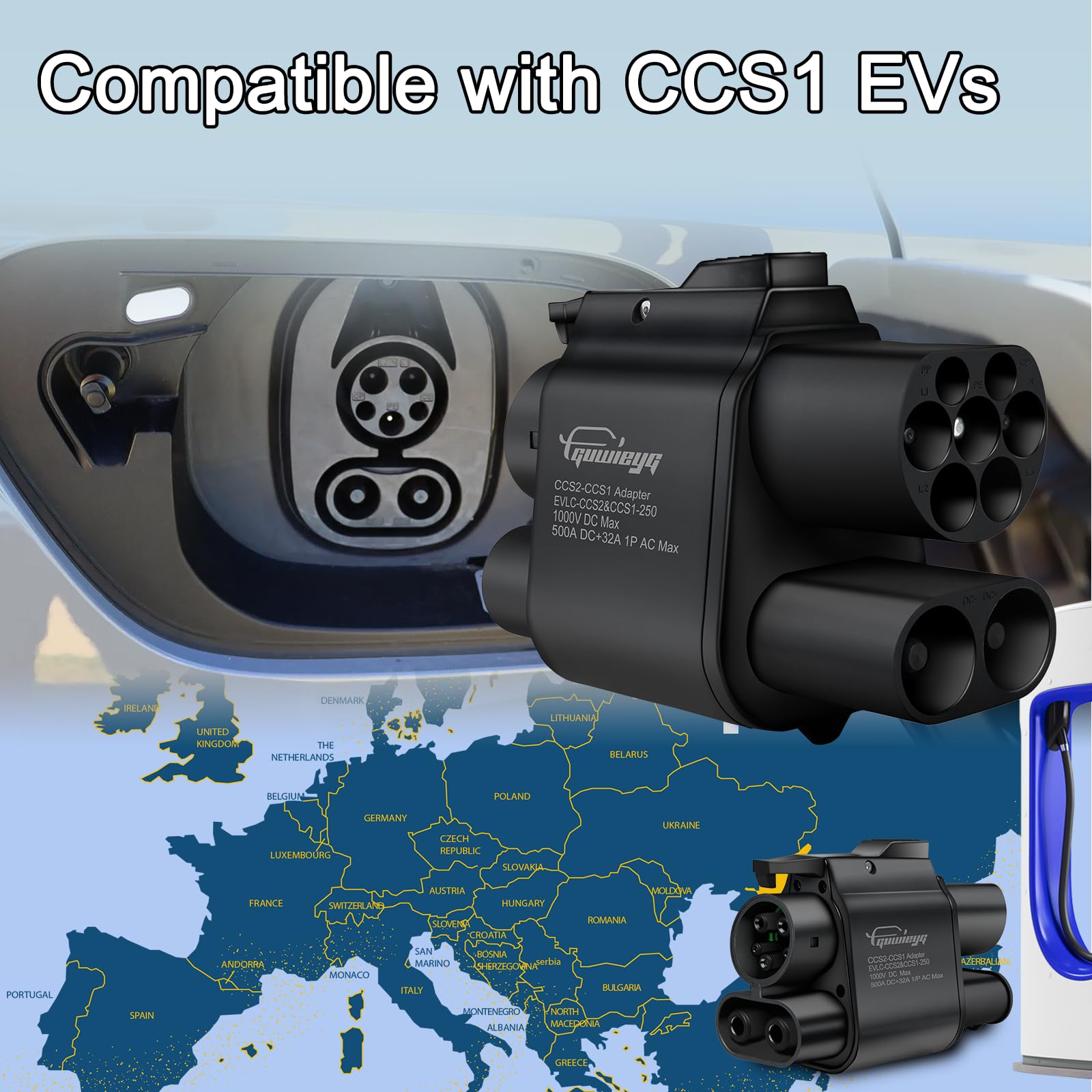 Amazon.com: GUWIEYG CCS2 to CCS1 Adapter EV Charger Adpater, DC