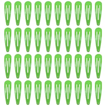40 Counts Green Color Metal Snap Hair Clips 2 Inch Barrettes for Women Accessories