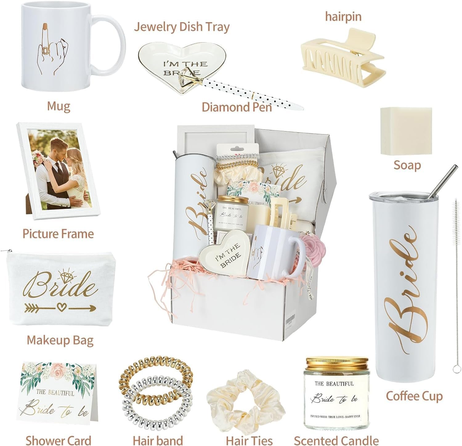 Bride To Be Gifts Box - Perfect Bridal Shower Gifts for Her, Engagement & Bachelorette Party! Includes 20 oz Stainless Steel Straws - Image 2