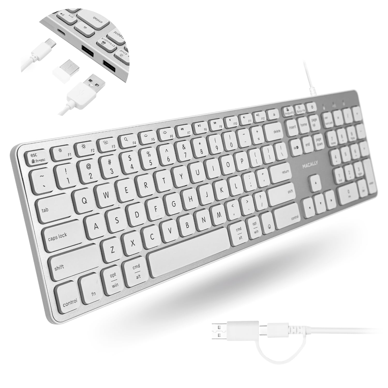 Amazon.com: Macally Wired Keyboard for Mac with USB Hub (2X USB-A