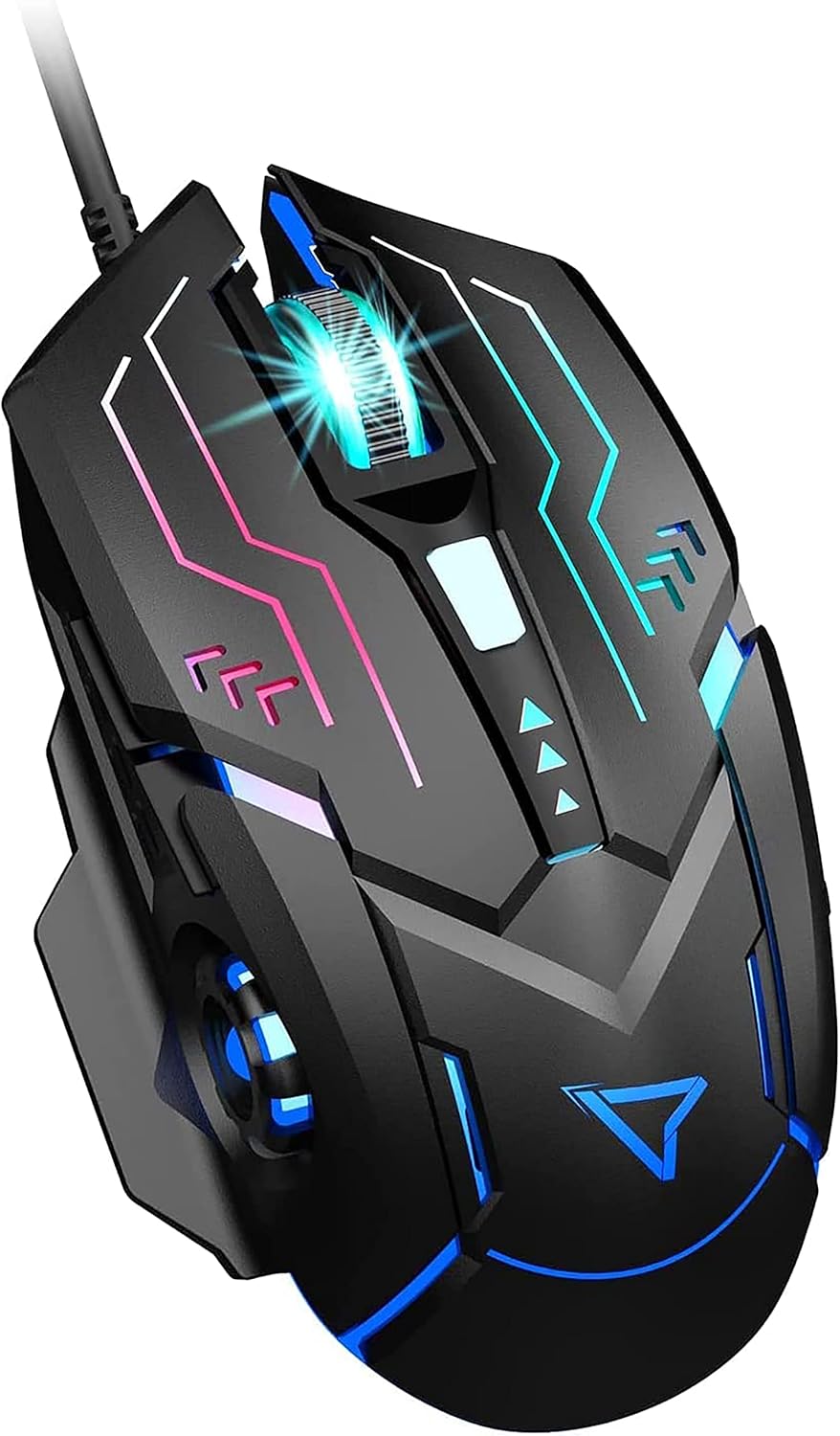 RGB USB Gaming Mouse, Wired with Chroma Backlight Mode, Adjustable High-Precision DPI Ergonomic Mice For PC, Computer, Laptop for Gamers