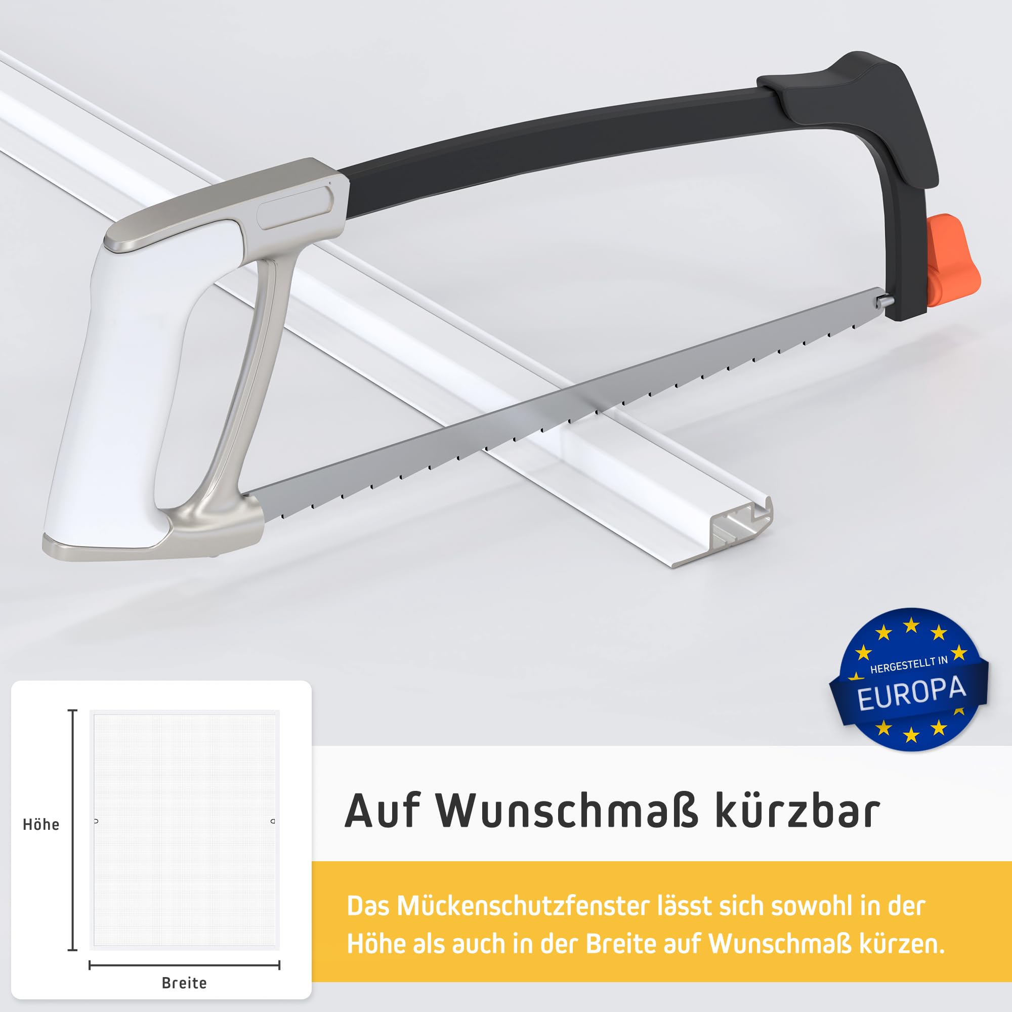 Jalousiescout Insektenschutz Fliegengitter Fenster, Fliegenschutz SlimLine Mini Insektenschutz ohne Bohren, mit Alurahmen Spannrahmen, Mückenschutz Fliegenschutzgitter, 110 x 120 cm, weiß