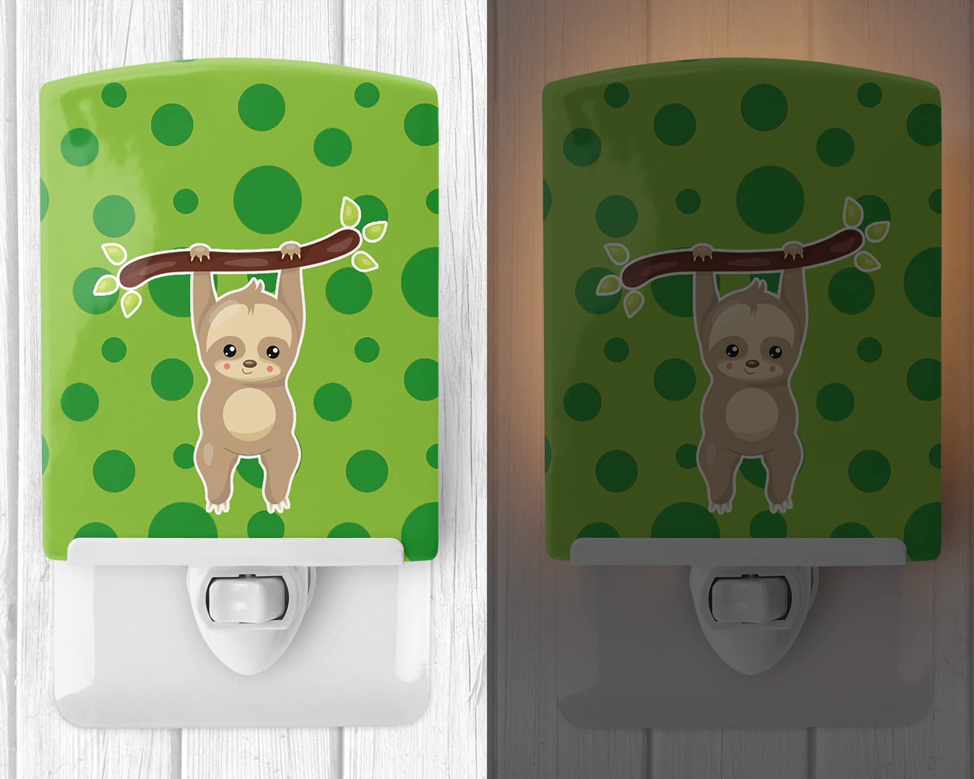 Caroline's Treasures BB9033CNL Sloth #2 Ceramic Night Light Compact, UL-Certified, Ideal for Bedroom, Bathroom, Nursery, Hallway, Kitchen, 6x4x3, Multicolor