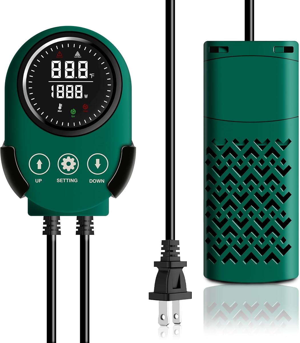 500W Aquarium Heater for 80-120 Gallon, Variable-Frequency Energy Savings | Dual Probes for Leaving Water Automatically Stop, PTC Tech for Overheat Protection, Adjustable for Freshwater