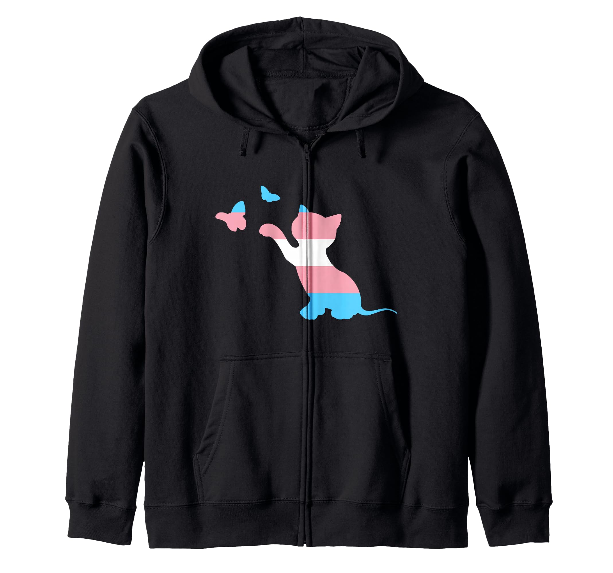 Transgender Flag Trans Pride FTM MTF Cat Lover Zip Hoodie