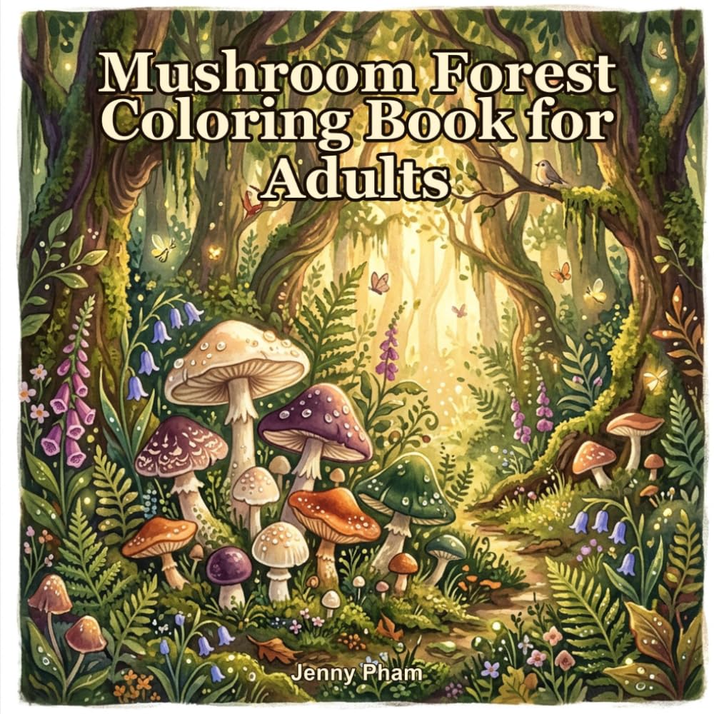 Mushroom Forest Coloring Book for Adults: 50 Unique Coloring Pages
