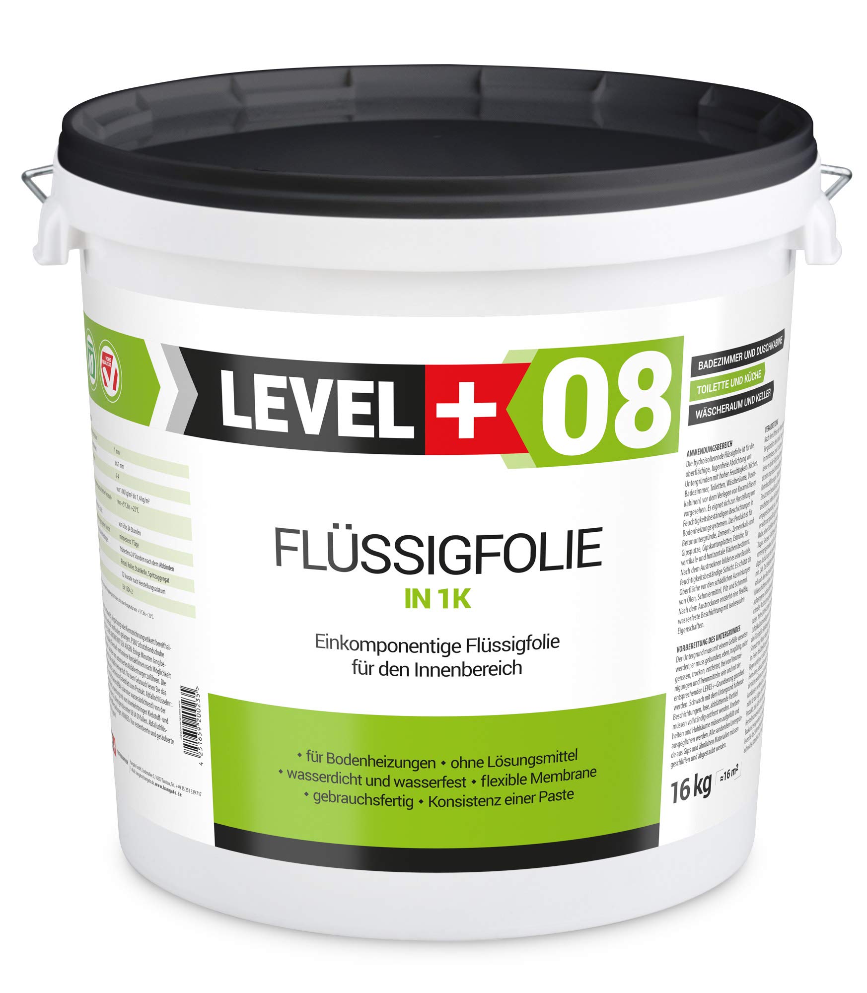 Set de sellado de ducha para baño 16 kg, lámina líquida, 2 esquinas interiores, 1 esquina exterior, 2 manguitos de pared, cinta de sellado de 15 m, 2 m de cinta selladora 3L, fondo profundo SET44