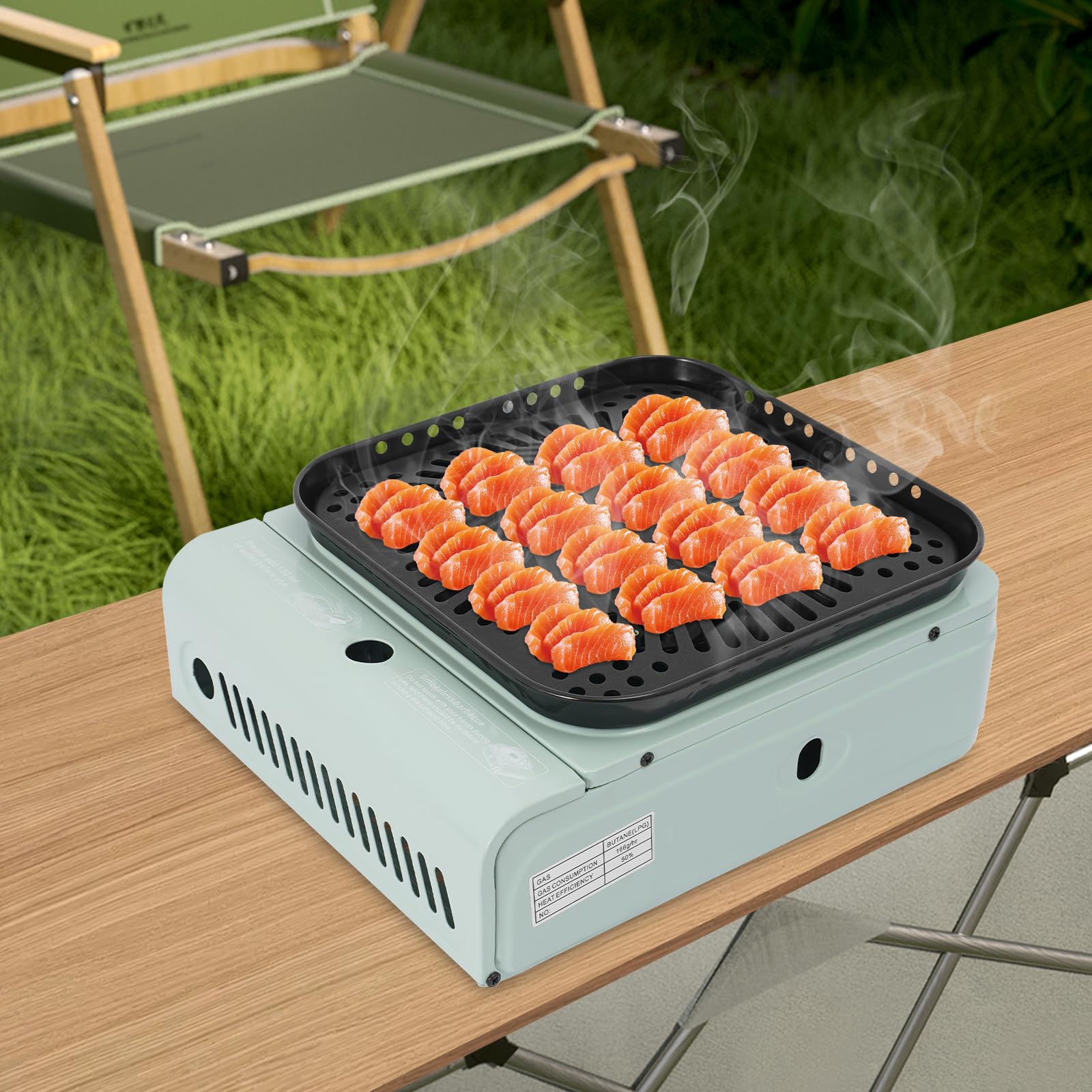 Fornello da campeggio a gas da 2300 W, con custodia per il trasporto, antivento, per pentola da 19 cm di diametro