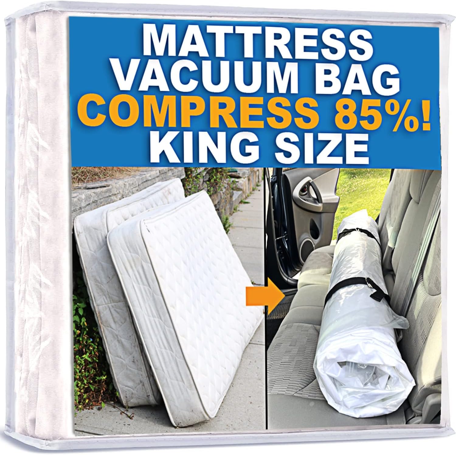 Mattress Vacuum Bag, Sealable Bag for Memory Foam or Inner Spring Mattresses, Compression and Storage for Moving and Returns (King)