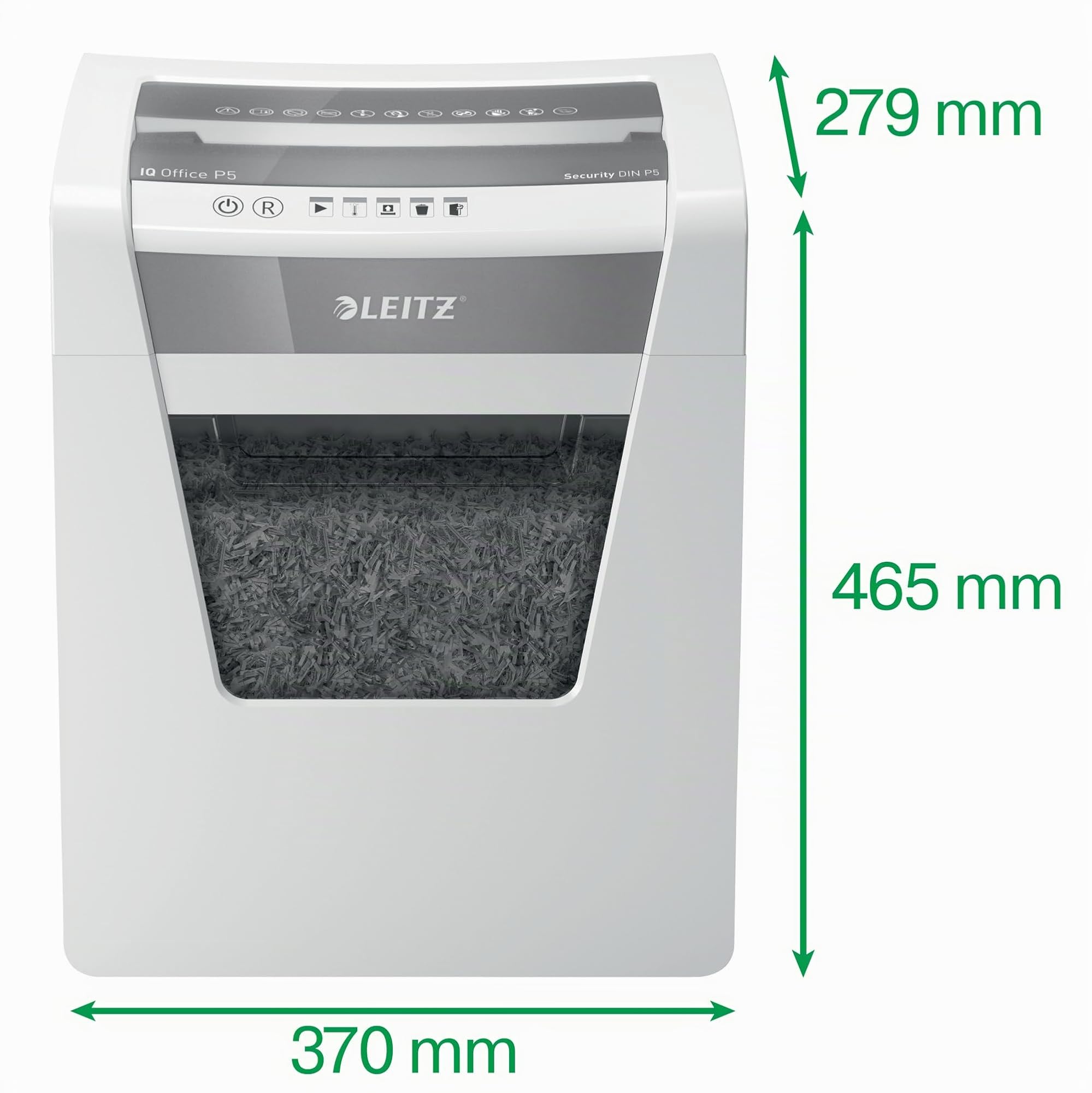 Leitz IQ, Distruggidocumenti Office P5, 10 fogli A4, Taglio micro, Sicurezza P5, Capacità 23 litri, Tecnologia anti-inceppamento, Tecnologia Touch-Control, 80020000