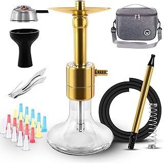 WINROOT 15.5″Chicha Kit complet 1 Tuyaux, avec tête de narguilé à trois feuilles, bol de narguilé en silicone à sept trous, clip en carbone, 20 embouts